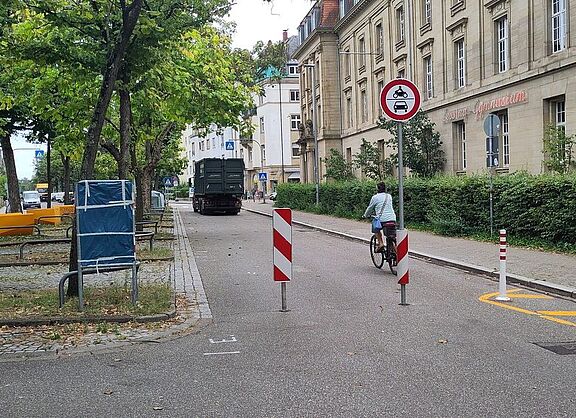 Foto der modalen Filter in der Sophienstraße am Gutenbergplatz