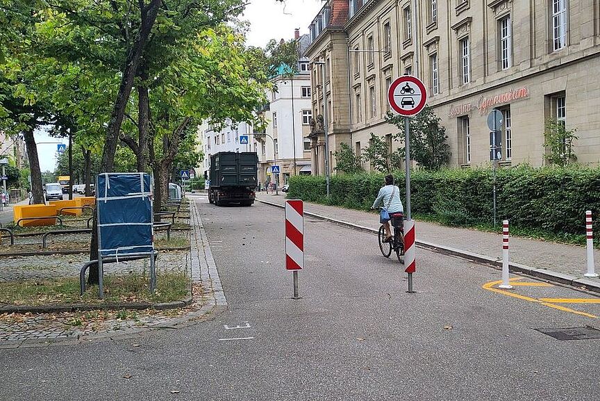 Foto der modalen Filter in der Sophienstraße am Gutenbergplatz