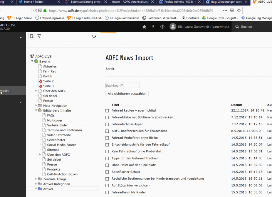 Artikelimport aus BV - Anleitung ADFC Gliederungswebsites Artikelimport aus BV - Anleitung ADFC Gliederungswebsites
